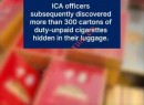 三名中国男子涉嫌走私300余条漏税香烟 在新加坡樟宜机场被捕