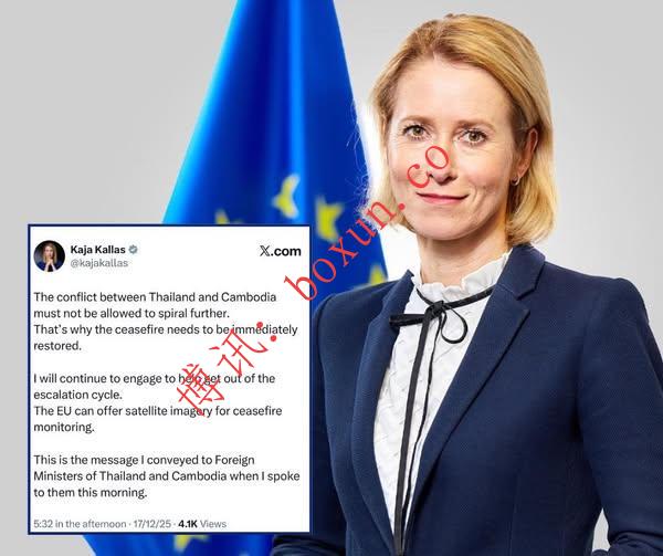 欧盟表态可提供卫星图像 监督柬泰冲突停火执行