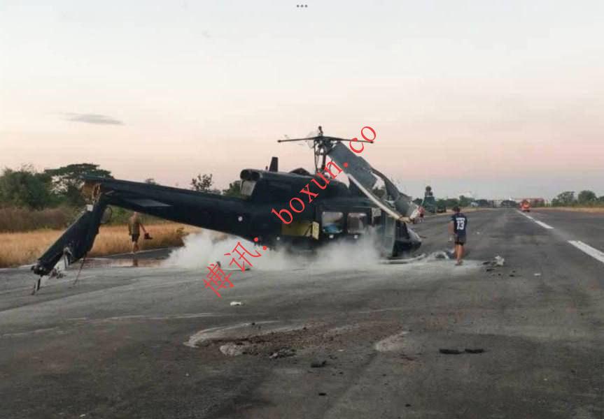 泰国军用直升机在素林府坠毁起火 4名士兵受伤