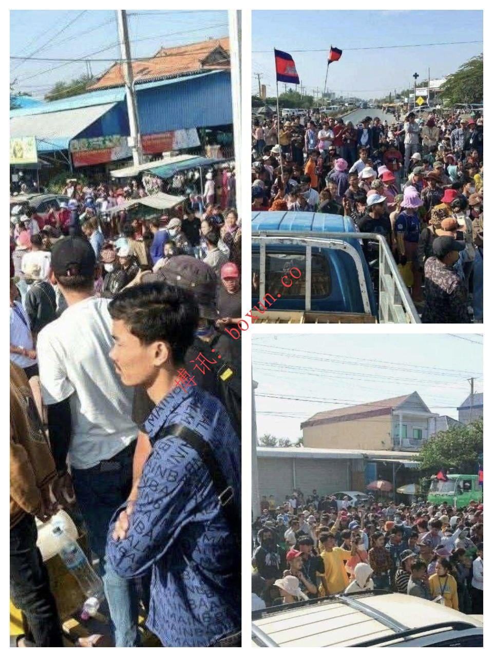 柬埔寨磅实居省一中资鞋厂爆发劳资纠纷 逾两千名工人罢工并封堵公路