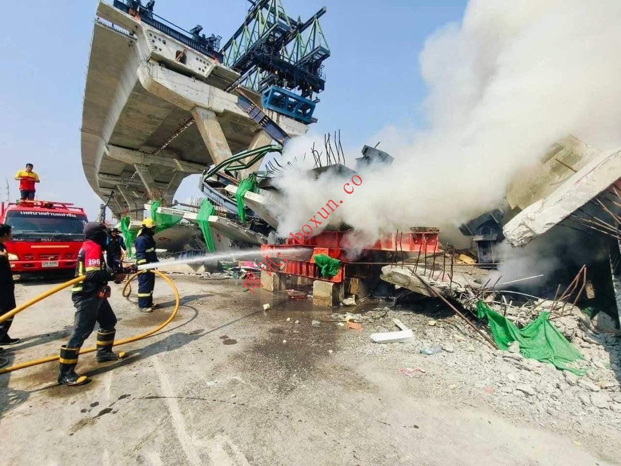 【突发】泰国沙没沙空府起重机断裂起火，警方消防紧急处置暂无伤亡报告